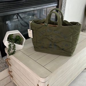 Lucky Brand green canvas crossbody tote bag